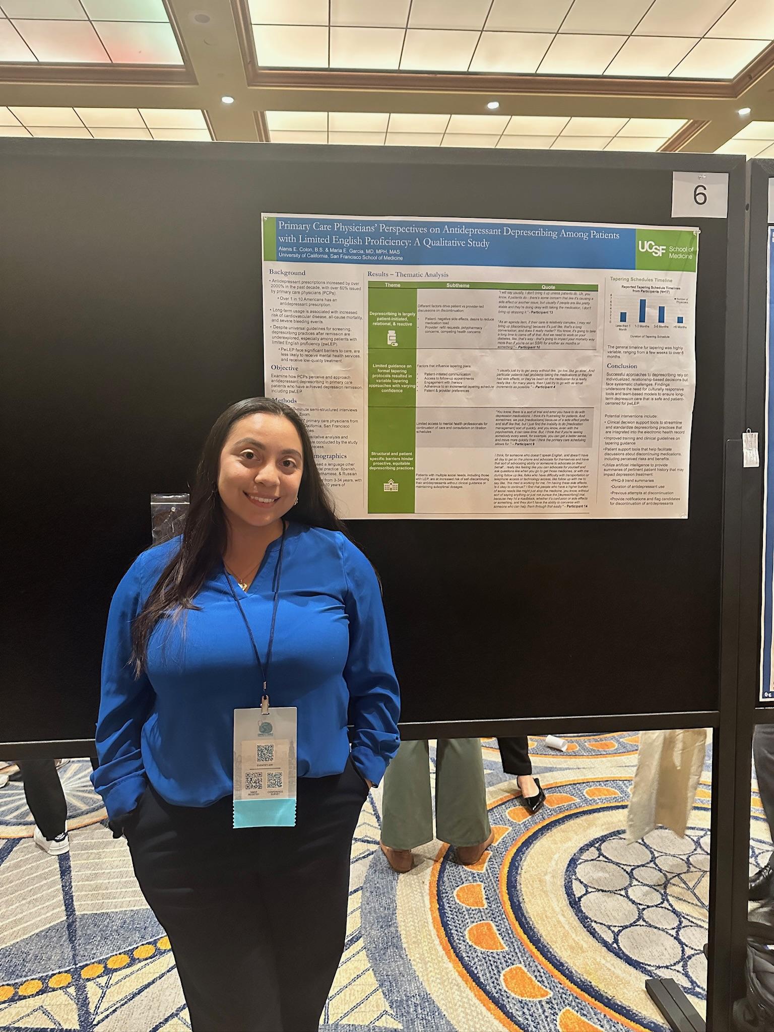 An LMSA at UCSF member presenting a second research poster at the 2025 LMSA National Conference.